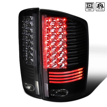 Spec-D Tuning 02-05 Dodge Ram LED Tail Lights Black, LT-RAM02JMLED-RS LT-RAM02JMLED-RS
